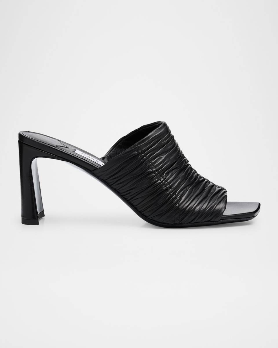 Lua Ruched Leather Mule Sandals